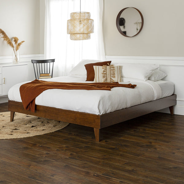 Solid Wood Platform King Bed Bedroom Walker Edison Walnut 