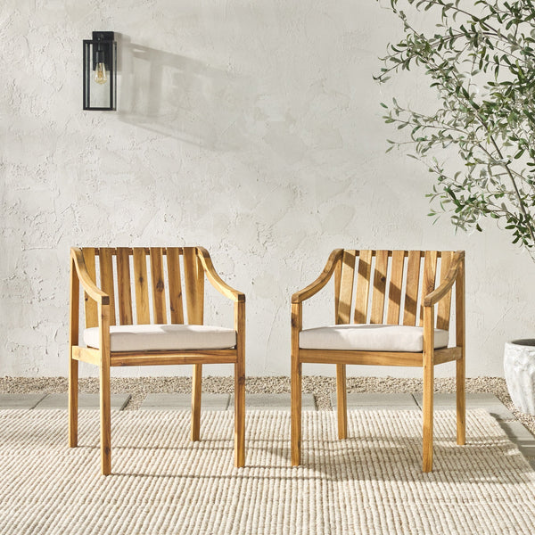 2-Piece Modern Solid Wood Outdoor Dining Chair Set Walker Edison 