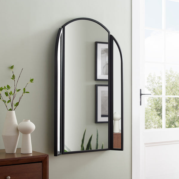 48" Arched Wall Mirror with Hinging Sides Mirrors Walker Edison 